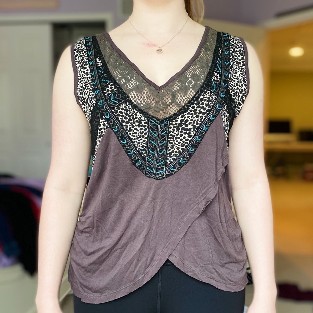Vintage Havana Crochet Beaded Tank